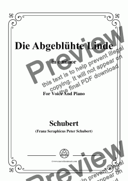 page one of Schubert-Die Abgeblühte Linde(The Faded Linden Tree),in c minor,for Voice&Pno