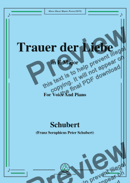 page one of Schubert-Trauer der Liebe,in E Major,for Voice&Piano