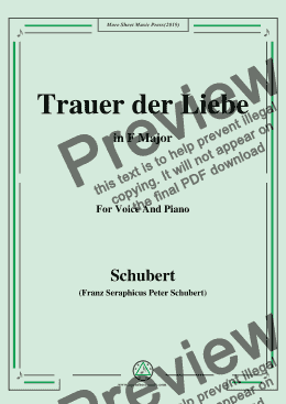 page one of Schubert-Trauer der Liebe,in F Major,for Voice&Piano