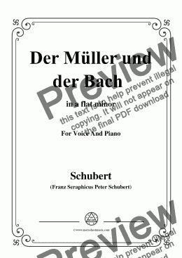 page one of Schubert-Der Müller und der Bach,in a flat minor,for Voice&Piano