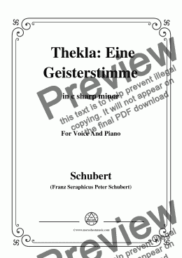 page one of Schubert-Thekla Eine Geisterstimme(Thekla A Spirit Voice),in c sharp minor,for Voice&Pno