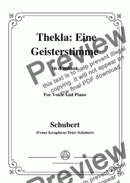 page one of Schubert-Thekla Eine Geisterstimme(Thekla A Spirit Voice),in d minor,for Voice&Pno