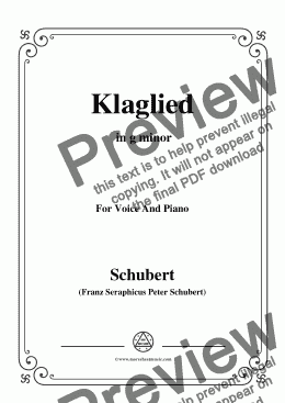 page one of Schubert-Klaglied,Op.131 No.3,in g minor,for Voice&Piano