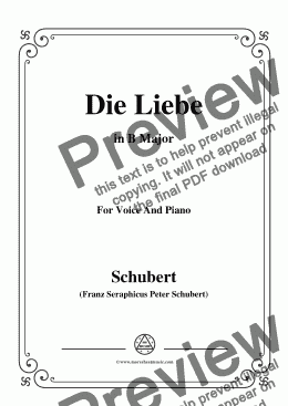 page one of Schubert-Die Liebe,in B Major,for Voice&Piano