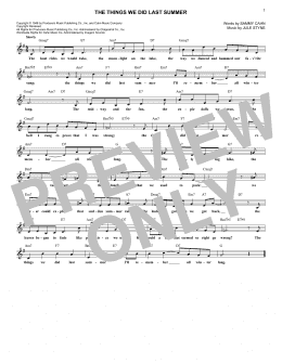 page one of The Things We Did Last Summer (Lead Sheet / Fake Book)