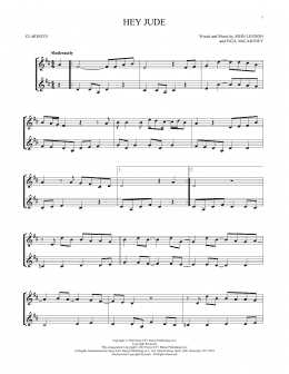 page one of Hey Jude (Clarinet Duet)