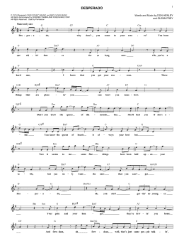 page one of Desperado (Lead Sheet / Fake Book)