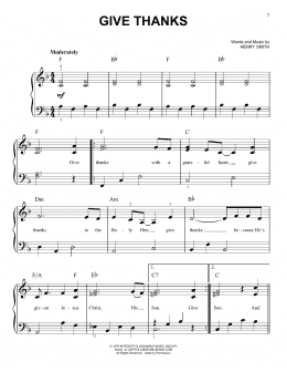 page one of Give Thanks (Very Easy Piano)