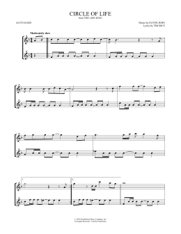 page one of Circle Of Life (from The Lion King) (Alto Sax Duet)