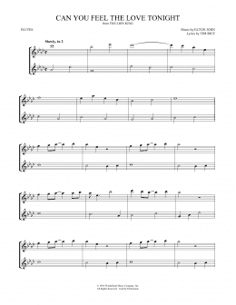 page one of Can You Feel the Love Tonight (from The Lion King) (Flute Duet)