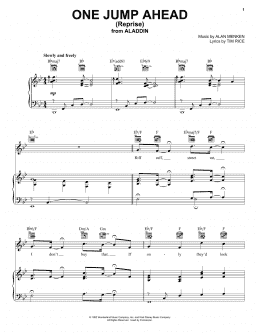 page one of One Jump Ahead (Reprise) (from Aladdin) (Piano, Vocal & Guitar Chords (Right-Hand Melody))