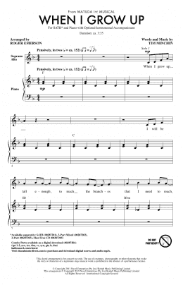 page one of When I Grow Up (from Matilda: The Musical) (arr. Roger Emerson) (SATB Choir)