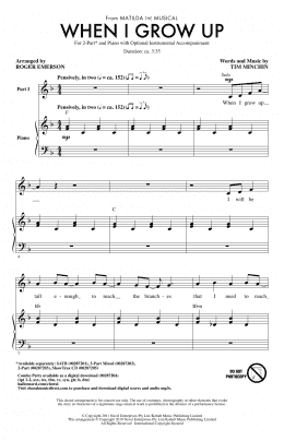 page one of When I Grow Up (from Matilda: The Musical) (arr. Roger Emerson) (2-Part Choir)