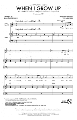 page one of When I Grow Up (from Matilda: The Musical) (arr. Roger Emerson) (3-Part Mixed Choir)