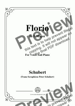 page one of Schubert-Florio,Op.124 No.2,in E Major,for Voice&Piano