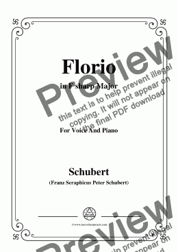 page one of Schubert-Florio,Op.124 No.2,in F sharp Major,for Voice&Piano