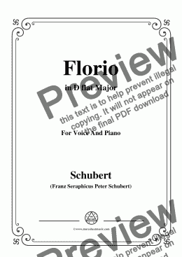 page one of Schubert-Florio,Op.124 No.2,in D flat Major,for Voice&Piano