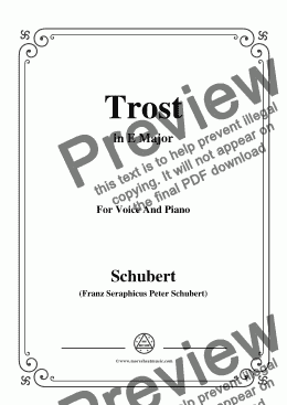 page one of Schubert-Trost,in E Major,for Voice&Piano