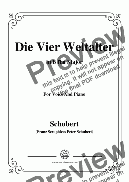 page one of Schubert-Die Vier Weltalter,Op.111 No.3,in B flat Major,for Voice&Piano