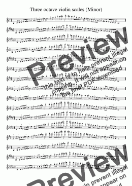 page one of Three octave violin scales (Minor)