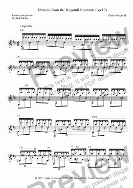 page one of Tremolo from the Regondi Nocturne (op.19) - for solo classical guitar   4 pp