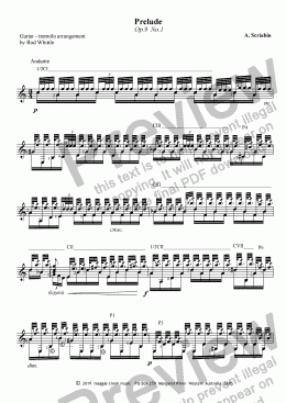 page one of  Prelude   Op.9  No.1   (for solo classical guitar - tremolo)  3 pp