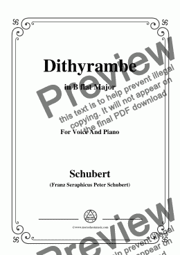 page one of Schubert-Dithyrambe,Op.60 No.2,in B flat Major,for Voice&Piano