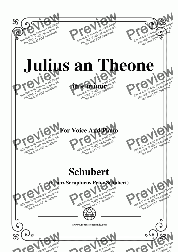 Schubert-Julius an Theone,in e minor,for Voice&Piano - Sheet Music PDF