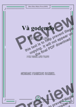 page one of Handel-Và godendo in D flat Major,for Voice&Pno