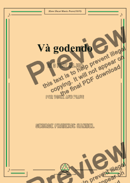 page one of Handel-Và godendo in G flat Major,for Voice&Pno