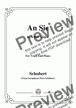 page one of Schubert-An Sie,in A flat Major,for Voice&Piano