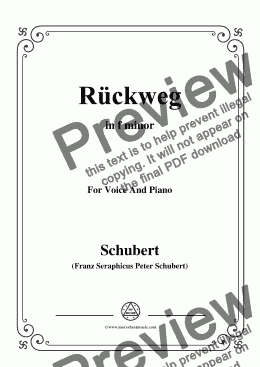 page one of Schubert-Rückweg,in f minor,for Voice&Piano