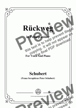 page one of Schubert-Rückweg,in f sharp minor,for Voice&Piano