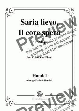 page one of Handel-Saria lievo,Il core spera,from 'Serse,in C Major',for Voice and Piano