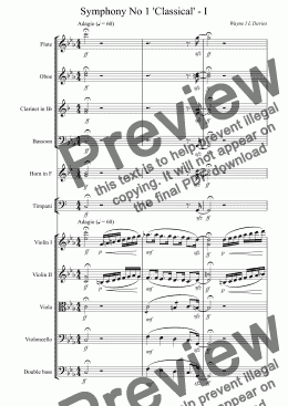 page one of Symphony No 1 'Classical' - Movement I