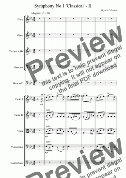 page one of Symphony No 1 'Classical' - Movement II