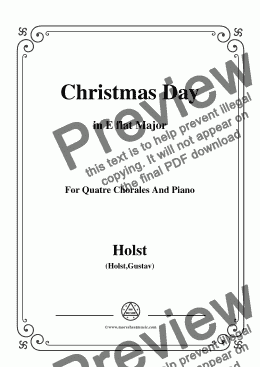 page one of Holst-Christmas Day,in E flat Major,for Quatre Chorales