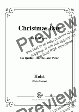 page one of Holst-Christmas Day,in E Major,for Quatre Chorales