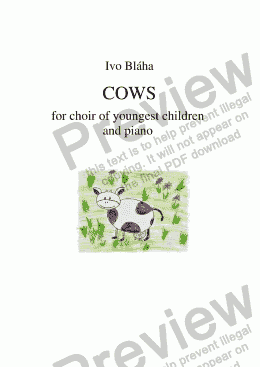 page one of COWS for choir of youngest children and piano (English words)