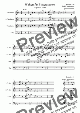 page one of Weisen für Bläserquartett