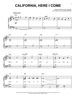 page one of California, Here I Come (Easy Piano)