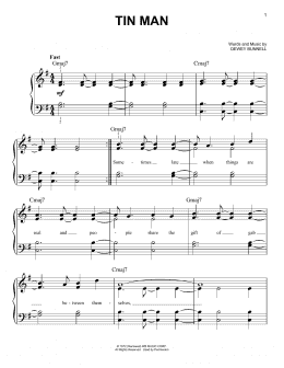 page one of Tin Man (Easy Piano)