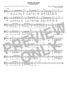 page one of Unexpected Song (from Song & Dance) (Lead Sheet / Fake Book)