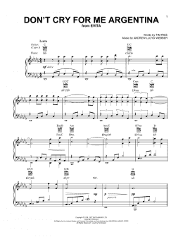 page one of Don't Cry For Me Argentina (Vocal Pro + Piano/Guitar)