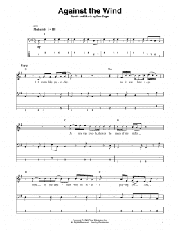 page one of Against The Wind (Bass Guitar Tab)