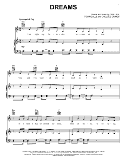 page one of Dreams (Piano, Vocal & Guitar Chords (Right-Hand Melody))