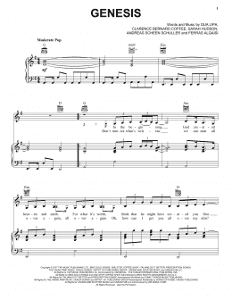 page one of Genesis (Piano, Vocal & Guitar Chords (Right-Hand Melody))