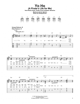 page one of Yo Ho (A Pirate's Life For Me) (Easy Guitar Tab)