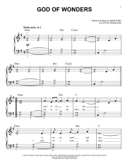 page one of God Of Wonders (Very Easy Piano)