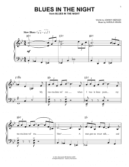 page one of Blues In The Night (Easy Piano)